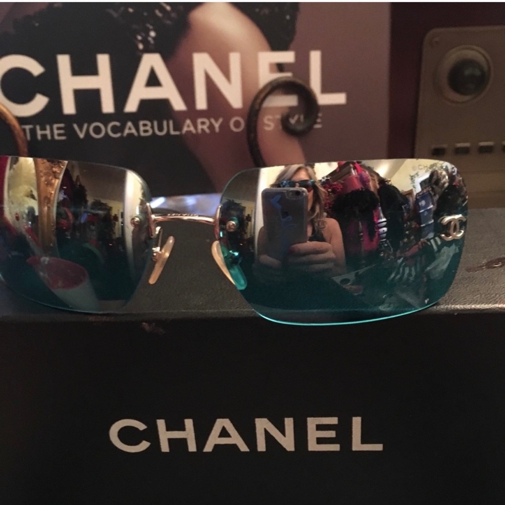Chanel Aquamarine rimless drill mount Sunglasses